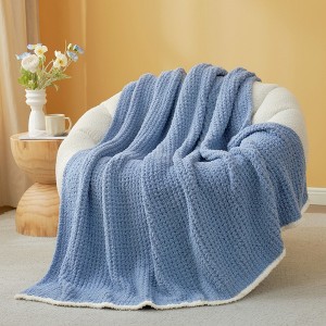 Snuggle Sac Fluffy Fuzzy Reversible Waffle Knit Blanket,Cozy Microfiber Throw,Classic Textured Design - 1 of 4