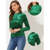 INSPIRE CHIC Women's Casual Vintage Velvet Crew Neck Long Sleeve T-shirts - 2 of 4
