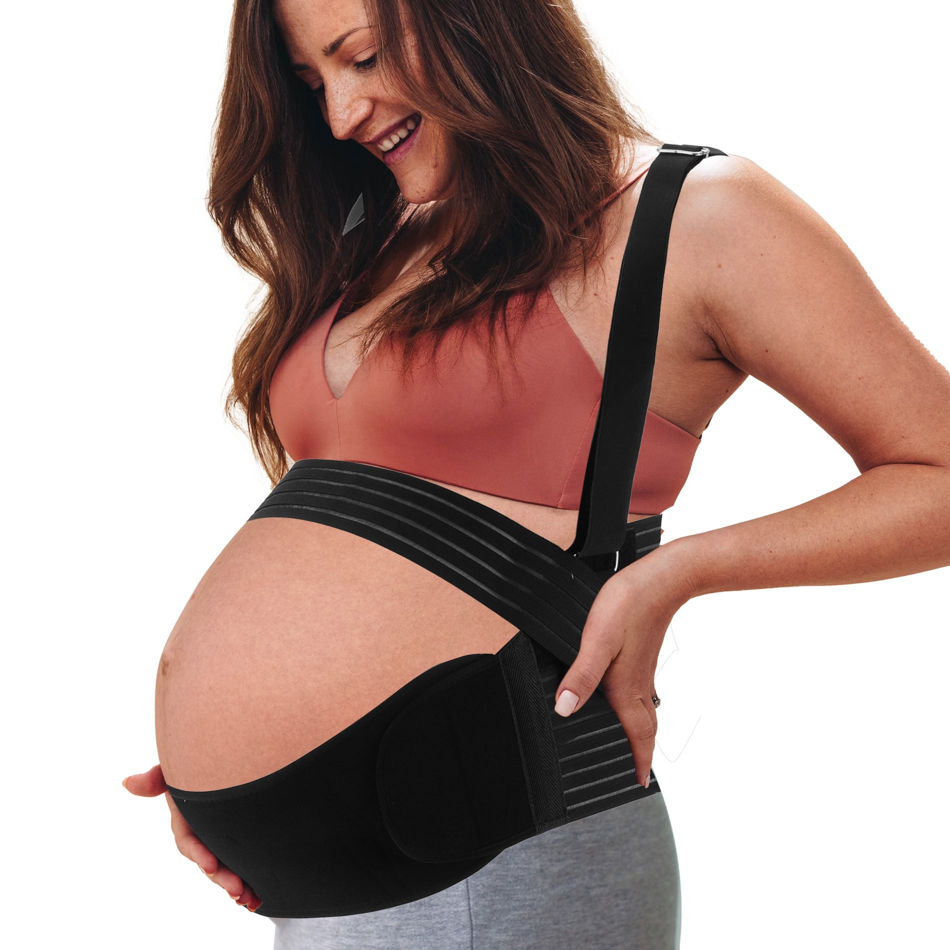 Unique Bargains Shoulder Strap Pregnancy Belly Band Black Large 1 Set