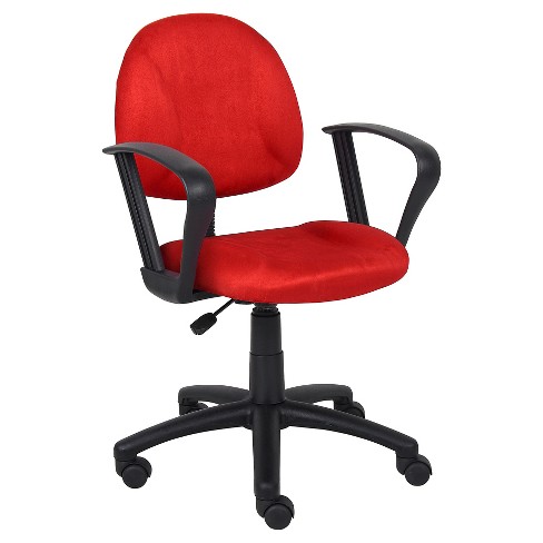 Boss Office Microfiber Deluxe Posture Office Chair with Loop Arms in Red 