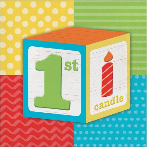 16ct Creative Converting Abc Blocks 1st Birthday Napkins Target