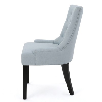 Light Sky Upholstered Tufted Side Chairs with Wood Legs, Set of 2