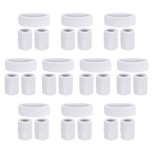 Unique Bargains Terry Cloth Sports Athletic Gym Headband Wristband Sweatband 10 Sets - 1 of 4