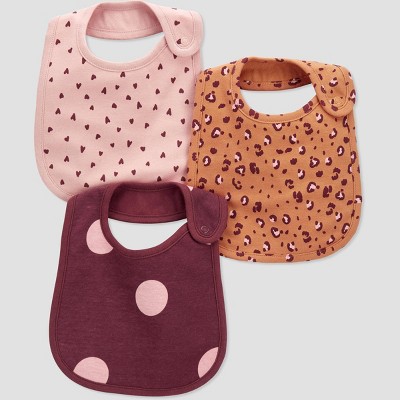 Image of Carter's Just One You® Baby Girls' Dot Bib - Burgundy