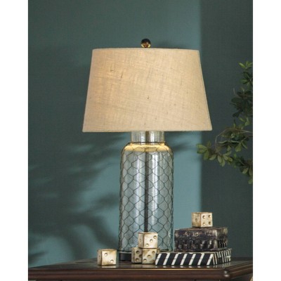 Sharmayne 30.75" Beige and Black Glass Table Lamp