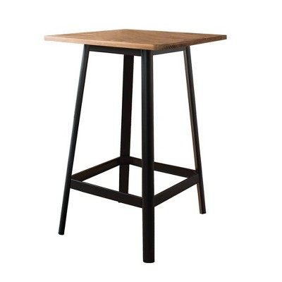 Industrial Pine Wood Square Bar Table in Natural & Black