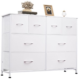 Aoibox Wide 8 Drawer Fabric Dresser for Bedroom Storage Organization Chest of Drawers for Living Room Closet White - 1 of 4