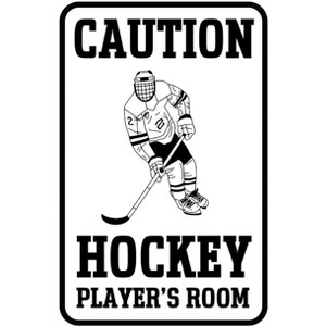 Hockey Gifts for Boys 8-12 Hocky Metal Sign Room Decor Caution Hockey Player's Room Tin Signs - 1 of 4
