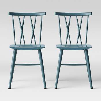 Set of 2 Becket Metal X Back Dining Chair Light Blue - Project 62™