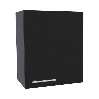GlasFlength Kitchen Storage 1 Door Kitchen Wall Cabinet Internal Shelves Cabinet Storage Cupboard for Kitchen, Black, 13.1"*19.7"*23.6"