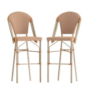 Flash Furniture Lourdes Set of 2 Commercial Grade Stackable Indoor/Outdoor Bistro 30" High Bar Height Stools - 1 of 4