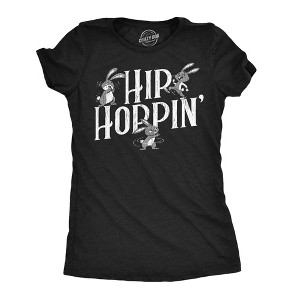 Womens Funny T Shirts Hip Hoppin Sarcastic Danicing Bunny Graphic Novelty Tee For Ladies - Crazy Dog Women's T Shirt - 1 of 4