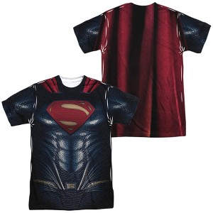 Popfunk Justice League Movie Superman Uniform Front-Back Print Adult Sublimated Costume T-Shirt - 1 of 4