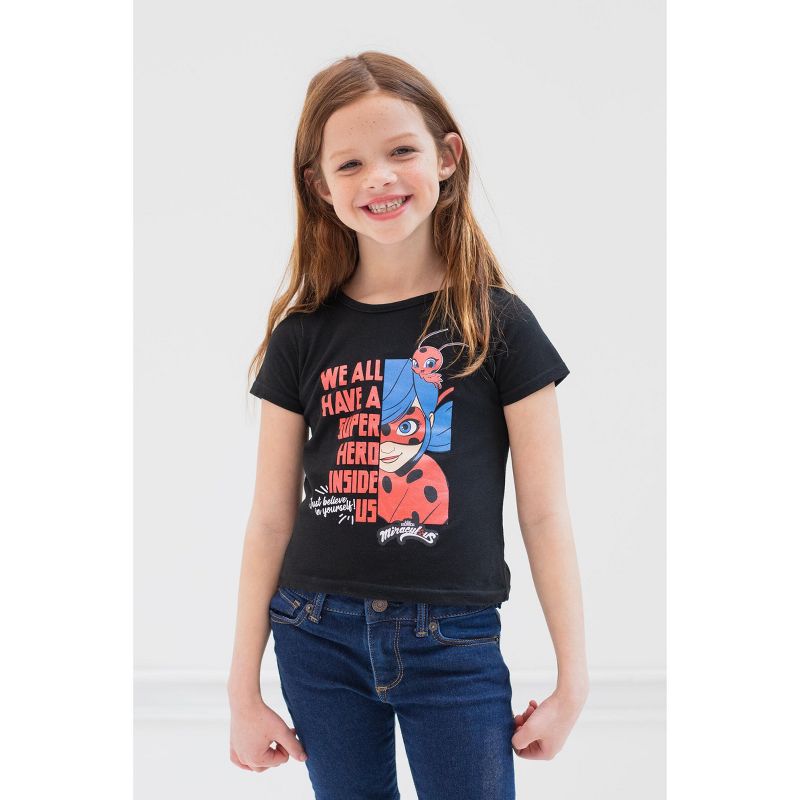 Miraculous Ladybug Cat Noir Rena Rouge Girls 2 Pack T-Shirts Little Kid to Big Kid, 5 of 8