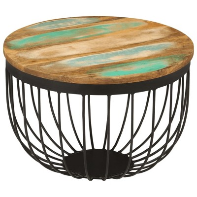 vidaXL Coffee Table 19.7 in.x13.8 in. Solid Wood Reclaimed and Steel