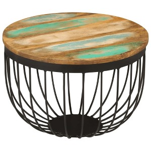 vidaXL Coffee Table 19.7 in.x13.8 in. Solid Wood Reclaimed and Steel - 1 of 4