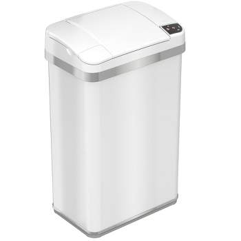 iTouchless Sensor Bathroom Trash Can with AbsorbX Odor Filter and Fragrance 4 Gallon White Stainless Steel