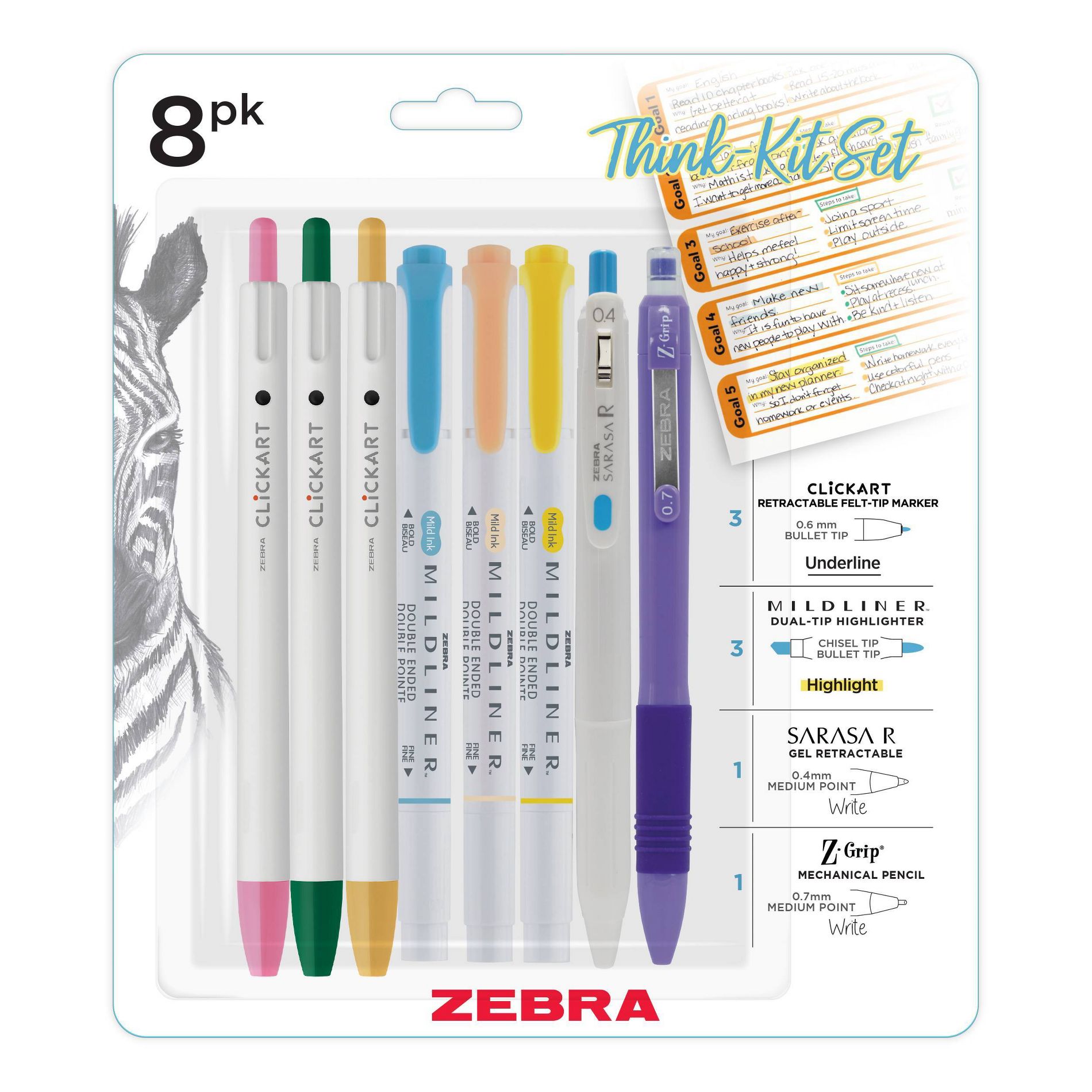 Zebra 8ct Think Kit Set