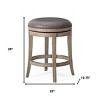 HomeRoots 26" Stone and Gray Faux Leather and Solid Wood Backless Counter Height Swivel Bar Chair - 3 of 4