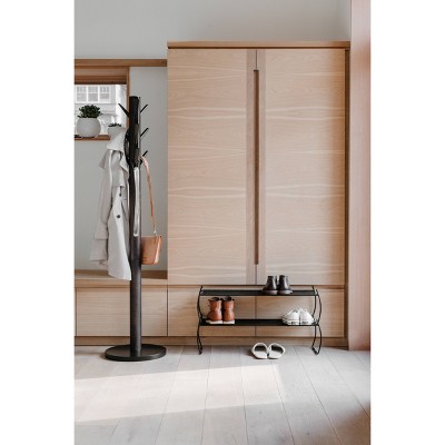 Flapper Sleek Black/Walnut 9-Hook Freestanding Coat Rack