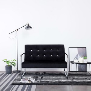 vidaXL 2-Seater Sofa with Armrests Black Chrome and Velvet - 1 of 4