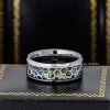 Jewelry Avalanche 8mm Beveled Honeycomb & Abalone Inlay Tungsten Carbide Mens Wedding Band - 3 of 4