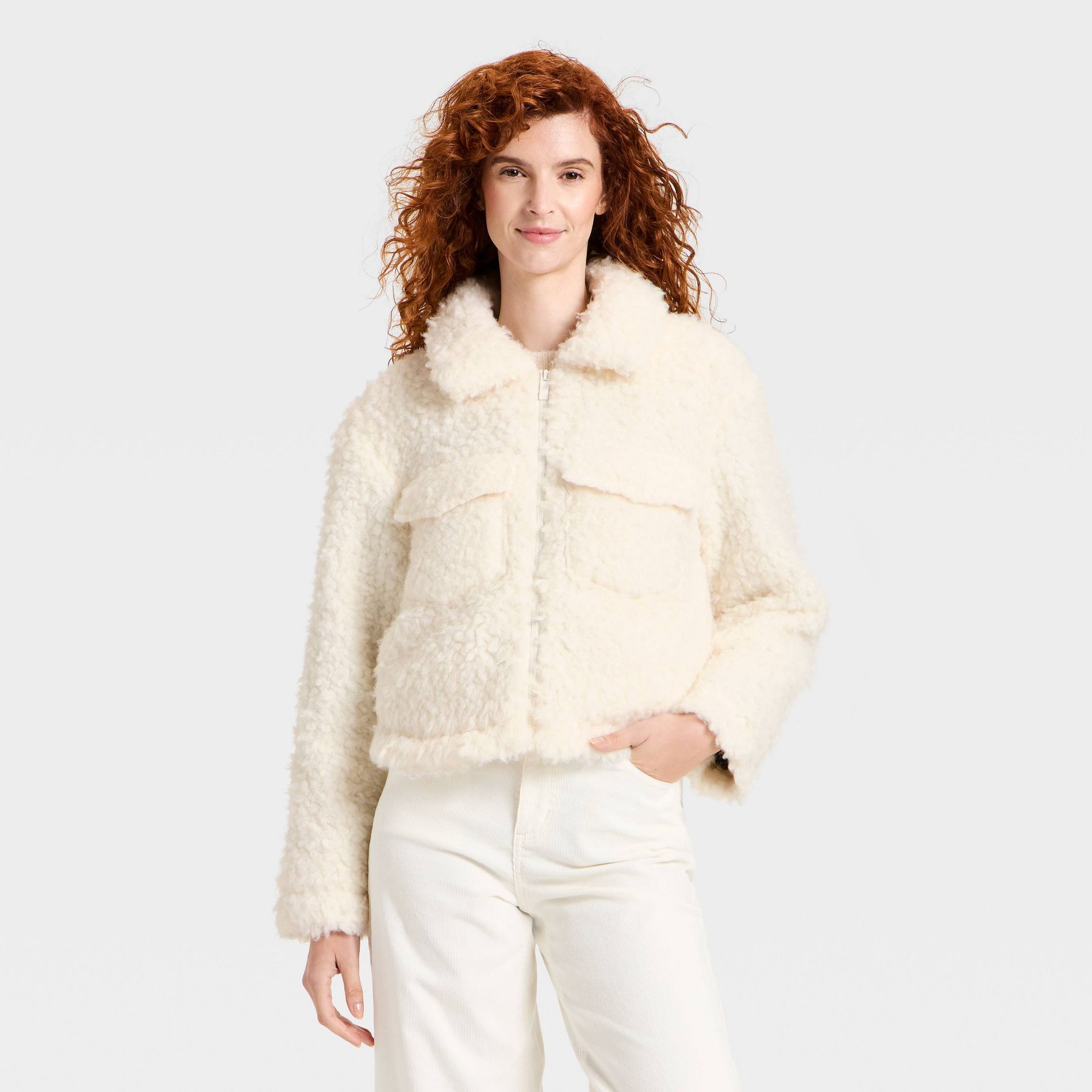 Women's Faux Shearling Jacket - Universal Thread™ Cream