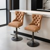 Aged and Retro PU Swivel Barstools Adjusatble Seat Height from 26-33 Inch, Modern Bar Stools with Backs Comfortable Tufted,Set of 2 - Leovsnove - 2 of 4
