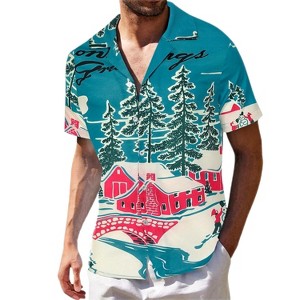 Men's Hawaiian Short - Sleeve Shirt, Classic Aloha Button - Down, Casual Beach Party Vacation Top - 1 of 4