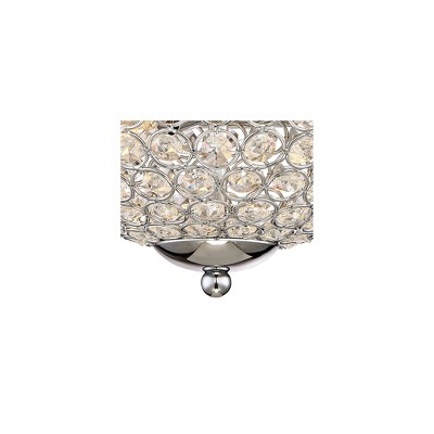 Gleaming Chrome 15" Crystal Bowl Flush Mount Ceiling Light Pair