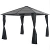 vidaXL Black Pavilion Gazebo with Curtains, Elegant Design, UV-Resistant Roof, Rust-Resistant Aluminum and Steel Frame, 4 Sidewalls, Easy to Assemble - 2 of 4