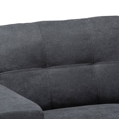 Langley Dark Grey Tufted Fabric Sectional Sofa with Track Arms