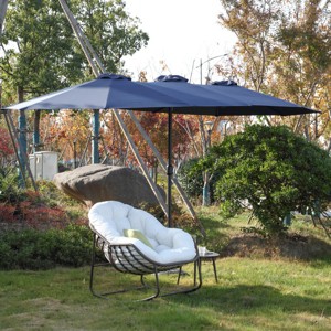 14FT Double Sided Polyester Outdoor Umbrella,Garden Umbrella With 12 Ribs,Patio Large Rectangular Umbrella,Base Not Included-Coolbibila - 1 of 4