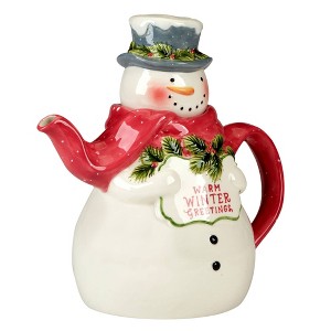 Certified International 34 fl oz Snowman Greetings Teapot - 1 of 3