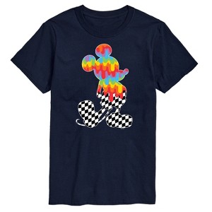 Men's - Disney - Mickey Checkered and Rainbow Silhouette Short Sleeve Graphic T-Shirt - 1 of 4