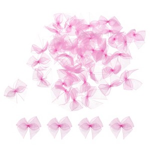 Unique Bargains Fabric Craft Gift Packaging Accessories Satin Mini Ribbon Bows 50 Pcs - 1 of 4