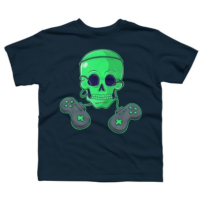 Boy's Design By Humans Halloween Skeleton Skull Crossbones Video Gamer By TaiHan T-Shirt