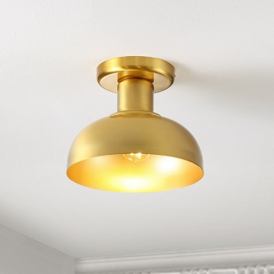 Helm 13" Brass and Glass LED Flush Mount Light