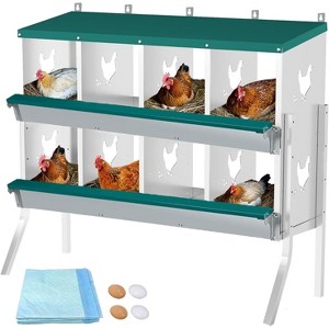 Coucheta Large Metal Chicken Nesting Boxes for Hens, Compartment Galvanized Steel Nesting Box, Includes 4 Fake Eggs & 10 Soft Nest Pads Pads - 1 of 1