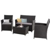 Anybear 4PC Black PE Wicker Sectional Sofa Couch with Washable Cushions Patio Furniture Set - 2 of 4