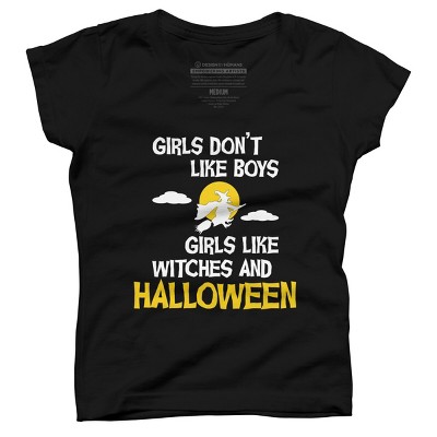 Girl's Design By Humans Girls like Halloween By OffensiveFun T-Shirt