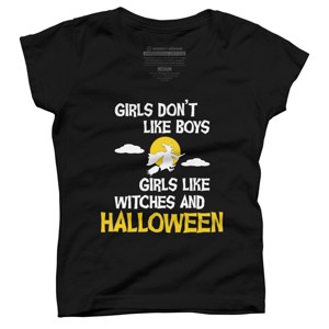 Girl's Design By Humans Girls like Halloween By OffensiveFun T-Shirt - 1 of 3