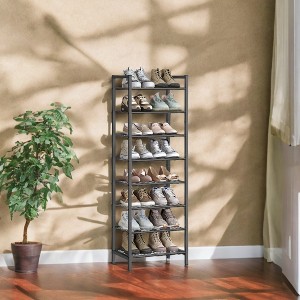 Narrow Shoe Rack, Sturdy 8 Tier Metal Tall Shoe Rack Shelf, Slim Shoe Storage Organizer for Closet Entryway Small Spaces for 18 Pairs Shoes - 1 of 4