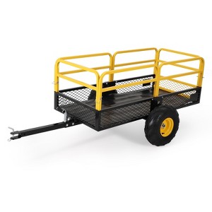 Heavy-Duty 1600 lbs Tow Behind Dump Cart - 22 Cu Ft ATV/UTV Trailer with Removable Sides & All-Terrain Tires for Lawn Mowers & Tractors - 1 of 4