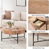 Round Coffee Table with Two Drawers, Circle Center Table, Farmhouse Coffee Table for Living Room, Wood Look Cocktail Table with Metal Frame - 3 of 4