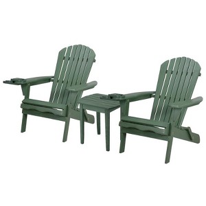 Jiallo Foldable Adirondack Chair with cup holder Bristro Set, 2 Foldable Adirondack Chairs with cup holders and 1 End Table - 1 of 3