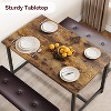 CuisinSmart Dining Table Set with 2 Benches, Dining Table Set for 4 Kitchen Table with 2 PU Upholstered Benches, Rectangular Dining Table Set - 3 of 4