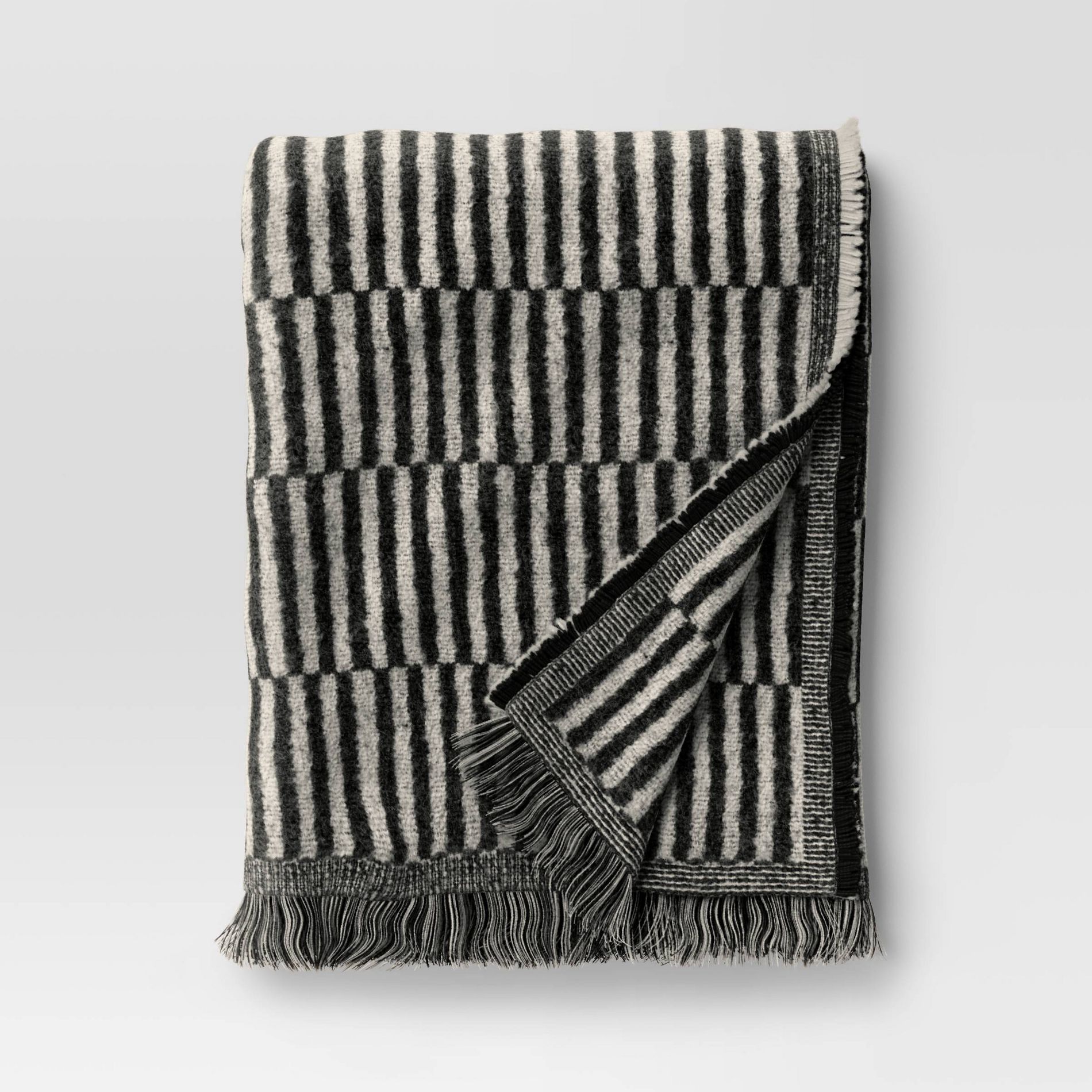 50''x60'' Oversized Woven Linework Throw Blanket Black/Cream - Threshold™