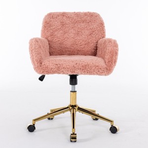 ChicFurnit Task and Office Chairs Artificial Rabbit Hair Swivel Office Chair Ergonomic Chair for Home Office, Pink, 24"*23.6"*35.4" - 1 of 4