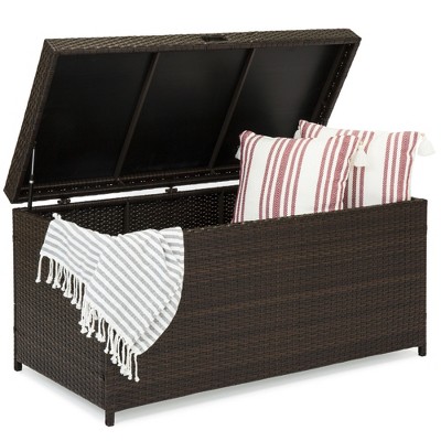 Best Choice Products 136 Gallon Large Deck Storage Box for Indoor Outdoor Furniture, Cushions, Pool Accessories - Brown